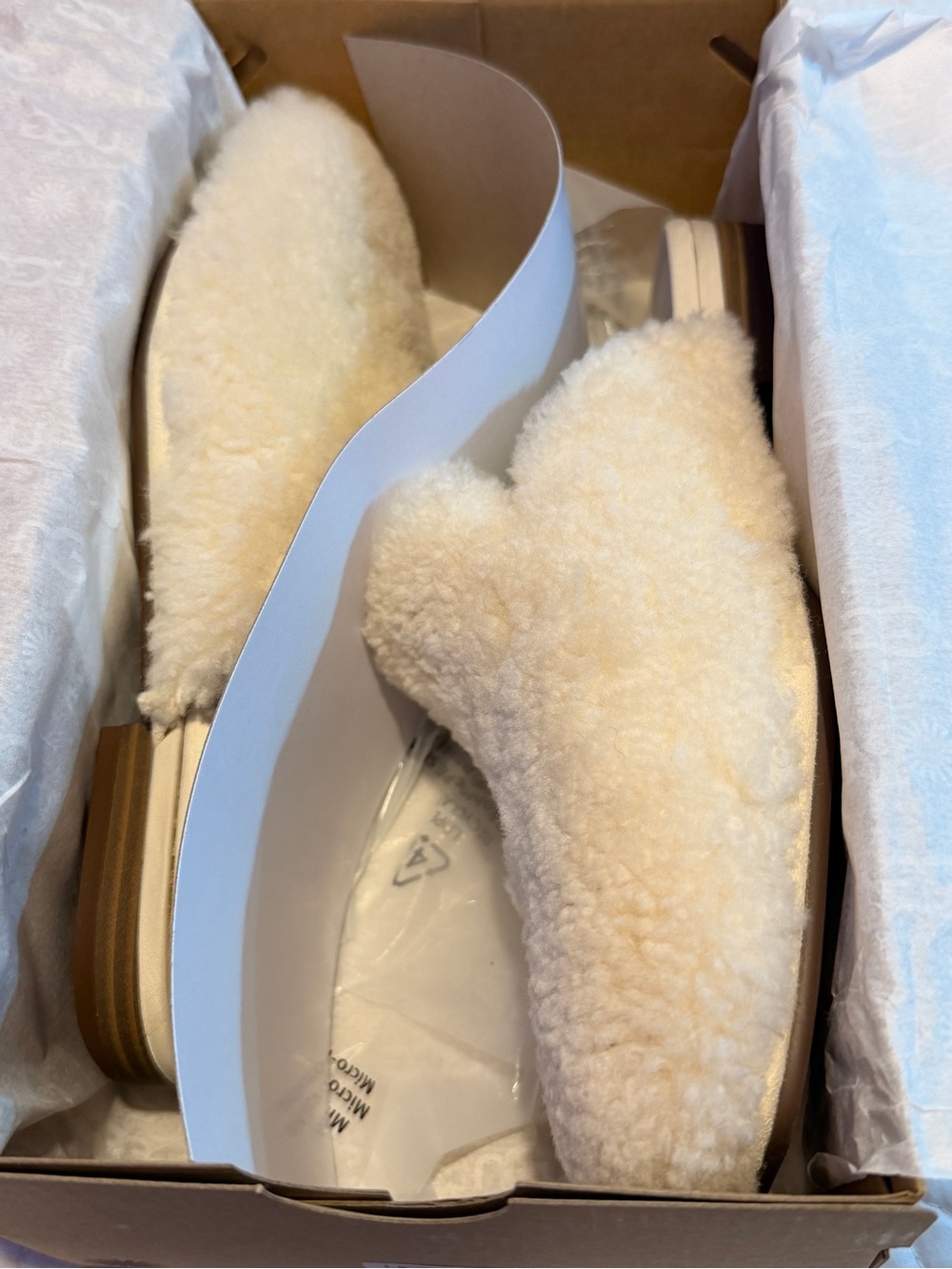 UGG Cream Fuzzy Shearling Slip-On Mules